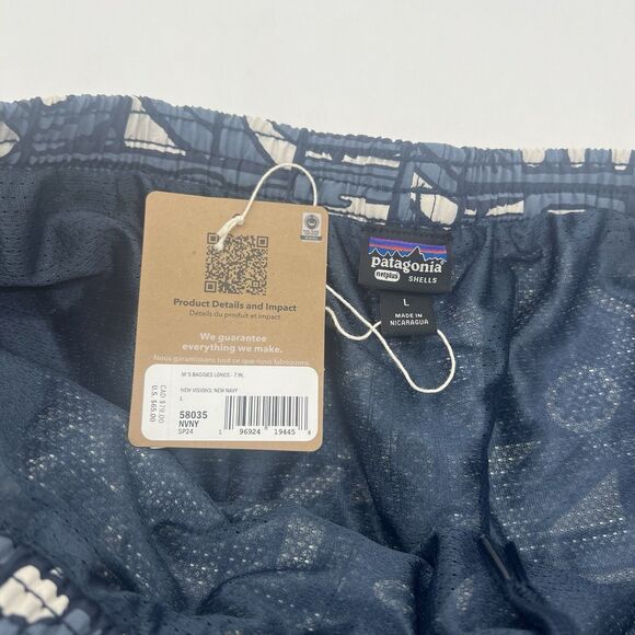Patagonia Men’s 7” Baggies Shorts New Visions New Navy NWT Large - Picture 3 of 4
